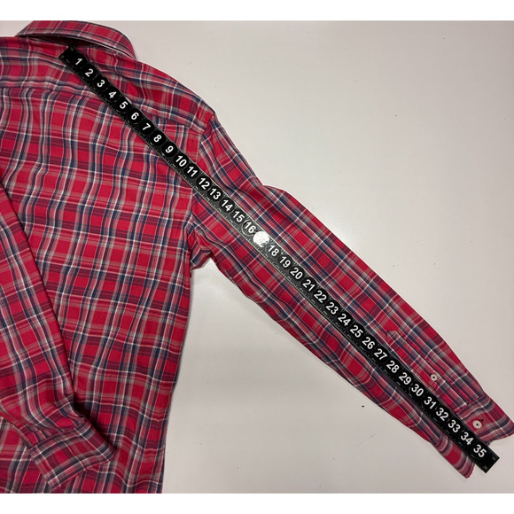 Untuckit Shirt Mens Large Red Plaid Long Sleeve Button Up Slim Fit Pockets NWOT - Picture 4 of 9